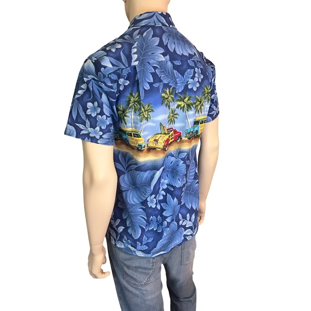 AL HA Republic Hawaiian Shirt Tiki Vintage 90s Chemise Woody Wagons Surf Boards - Picture 9 of 15